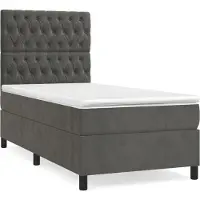 Syfax Sommier à lattes de lit et matelas Gris foncé 90x200 cm Velours