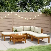 Prolenta Maison Exclusive - Ensemble de salon de jardin 6 pièces avec coussins crème, en bois d'acacia massif
