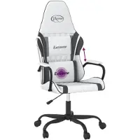 Syfax Chaise de jeu de massage Blanc et noir Similicuir