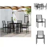 vidaXL Ensemble de jardin 5 pièces noir - Ensemble de meubles de jardin
