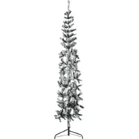Syfax Demi sapin de Noël artificiel mince avec neige floquée 210 cm