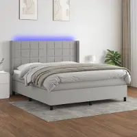 Prolenta Maison Exclusive - Sommier à lattes de lit matelas LED Gris clair 160x200 cm Tissu