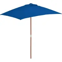 The Living Store Parasol avec mât en bois bleu 150x200 cm