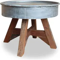 Syfax Table basse bois de récupération mélangé 60x45 cm argenté