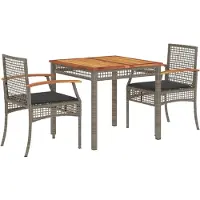 vidaXL Ensemble de jardin 3 pièces avec coussins Gris Poly rotin