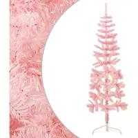 Syfax Demi sapin de Noël artificiel mince avec support Rose 180 cm