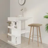 Prolenta Maison Exclusive - Table de bar avec étagère Blanc 100x50x101,5 cm Matériau dérivé du bois
