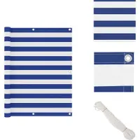 vidaXL Paravent de balcon Blanc et bleu 120x300 cm Tissu Oxford - Parasols et ombrelles