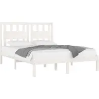 Syfax Cadre de lit sans matelas blanc bois massif 140x200 cm