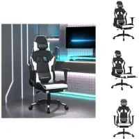 vidaXL Fauteuil gaming avec fonction massage et repose-pieds Noir et blanc Simili cuir - Fauteuil gaming