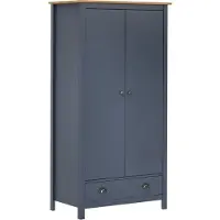 Syfax Garde-robe à 2 portes Hill Gris 89x50x170cm Bois de pin solide