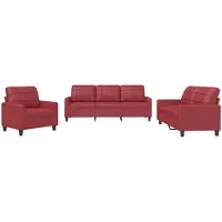 vidaXL Ensemble de canapés 3 pièces avec coussins vin rouge similicuir