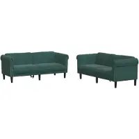 vidaXL Ensemble de canapés 2 pièces vert foncé velours