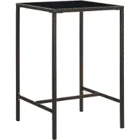 Syfax Table de bar de jardin Marron 70x70x110 cm Résine tressée verre