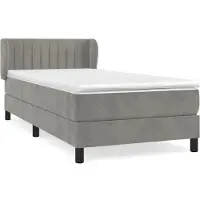 Syfax Sommier à lattes de lit et matelas Gris clair 90x200 cm Velours