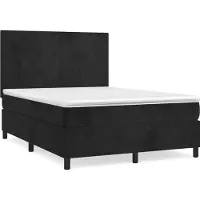 vidaXL Lit boxspring avec matelas noir 140x190 cm velours