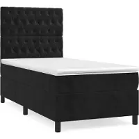 vidaXL Lit boxspring avec matelas noir 90x190 cm velours