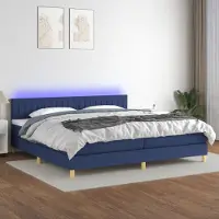 Prolenta Maison Exclusive - Sommier à lattes de lit et matelas et LED Bleu 200x200 cm Tissu