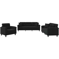 Syfax Ensemble de canapés 3 pcs avec coussins Noir Tissu microfibre