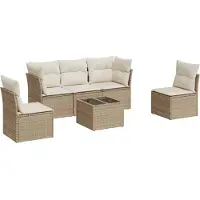 vidaXL Ensemble de salon de jardin 6 pièces avec coussins Beige Poly Rattan