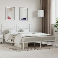 Prolenta Maison Exclusive - Cadre de lit avec tête de lit en métal blanc 183x213 cm