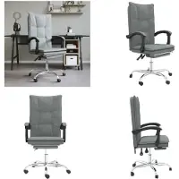 vidaXL Chaise de bureau avec fonction de couchage Gris foncé Tissu - Chaise de bureau avec fonction de couchage - Chaise de bureau avec fonction de relaxation - Chaise de bureau