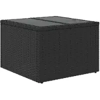 Syfax Table de jardin avec plateau en verre noir 55 x 55 x 37 cm en résine tressée