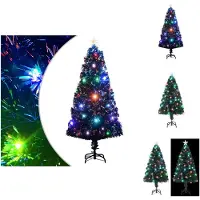 vidaXL Sapin de Noël avec éclairage et support 120 cm fibre de verre - Sapins de Noël
