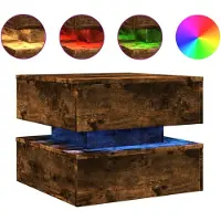 Syfax Table basse avec lumières LED chêne fumé 50x50x40 cm