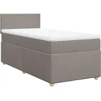 vidaXL Lit boxspring avec matelas Taupe 100x200 cm Tissu