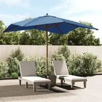 Prolenta Maison Exclusive - Parasol avec mât en bois, couleur bleu azur, dimensions 300x300x273 cm