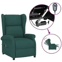 Syfax Fauteuil inclinable électrique à oreilles vert foncé tissu
