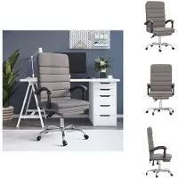 vidaXL Chaise de bureau avec fonction massage Taupe Tissu - Chaises de bureau