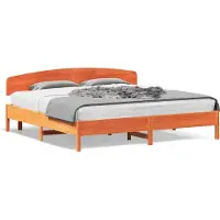 vidaXL Lit en bois massif, sans matelas, en pin brun cireux 180x200