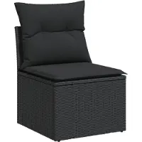 vidaXL Canapé de jardin sans accoudoirs avec coussins noir Poly rotin