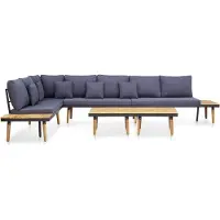 Prolenta Ensemble de salon de jardin exclusif, 7 pièces, avec coussins, en bois d'acacia massif, couleur marron