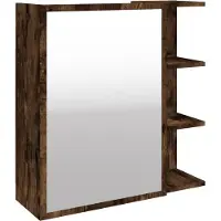 Syfax Armoire à miroir de salle de bain Chêne fumé 62,5x20,5x64 cm