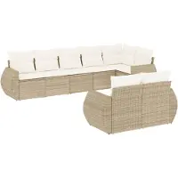 vidaXL Ensemble de jardin canapé 8 pièces avec coussins Beige Poly Rattan