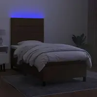 Prolenta Maison Exclusive - Sommier à lattes de lit matelas et LED Marron foncé 100x200cm