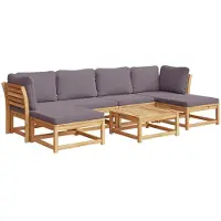 Syfax ensemble salon de jardin 7 pièces avec coussins en acacia massif