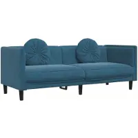 Syfax Canapé avec coussins 3 places bleu velours