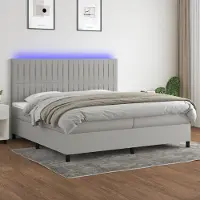 Prolenta Maison Exclusive - Sommier à lattes de lit et matelas et LED Gris clair 200x200 cm