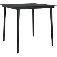 Syfax Table à dîner de jardin Noir 80x80x74 cm Acier et verre