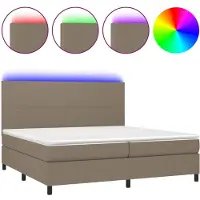vidaXL Lit Boxspring avec matelas & LED Taupe 200x200 cm Tissu