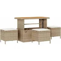 Syfax Ensemble de salle à manger pour jardin Beige polyrotin