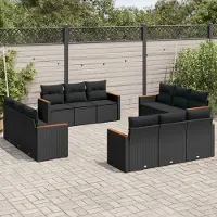 Prolenta Maison Exclusive - Salon de jardin 12 pcs avec coussins noir résine tressée