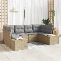Prolenta Maison Exclusive - Ensemble de canapés de jardin, 6 pièces, en polyrotin beige