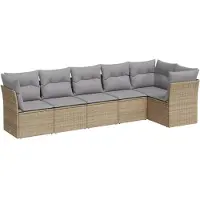 vidaXL Ensemble de salon de jardin 6 pièces avec coussins Beige Poly Rattan