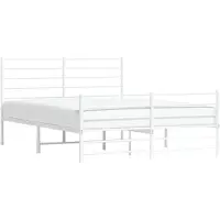 Syfax Cadre de lit métal sans matelas et pied de lit blanc 140x200 cm