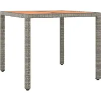 Syfax Table de jardin et dessus en bois Gris Résine tressée et acacia